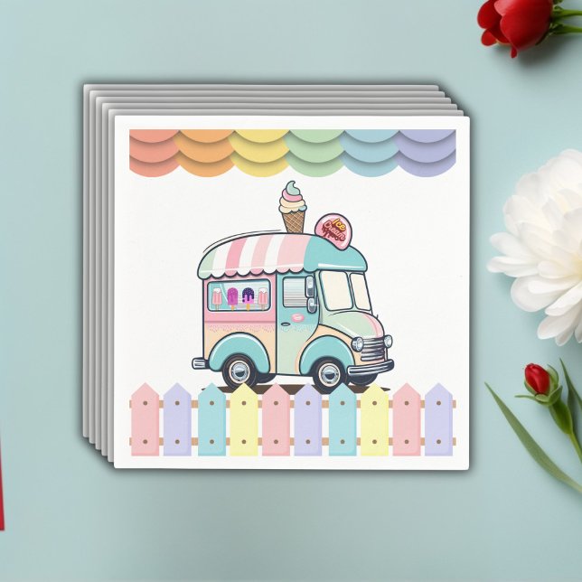 Serviette En Papier Baby shower d'arrosage de camion à glace moderne (Créateur téléchargé)