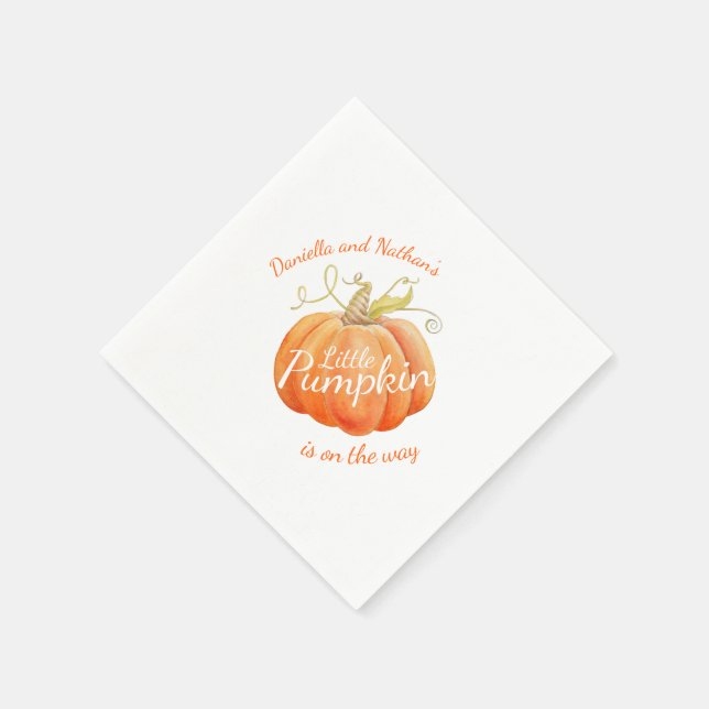 Serviette En Papier baby shower d'art citrouille aquarelle (Coin)