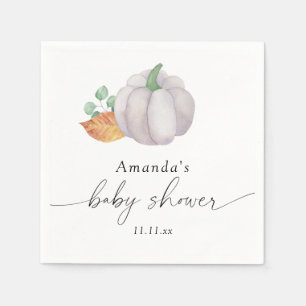 Serviette En Papier Baby shower d'automne citrouille blanc