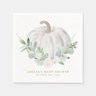 Serviette En Papier Baby shower d'automne Citrouille blanc aquarelle