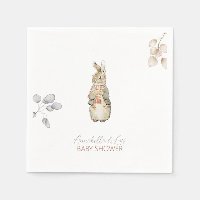 Serviette En Papier Baby shower d'automne de lapin (Devant)