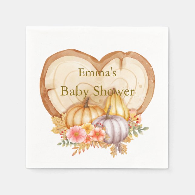 Serviette En Papier Baby shower d'automne de Little Citrouille (Devant)