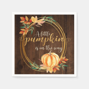 Serviette En Papier Baby shower d'automne de l'orangé Russe Watercolo
