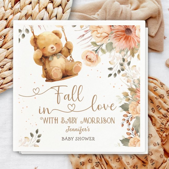 Serviette En Papier Baby shower d'automne de l'ours en peluche chute e (Créateur téléchargé)