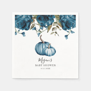 Serviette En Papier Baby shower d'automne du Citrouille bleu rustique