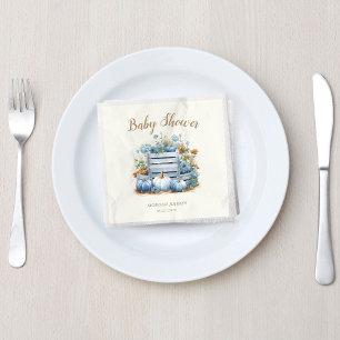 Serviette En Papier Baby shower d'automne du Citrouille d'or bleu