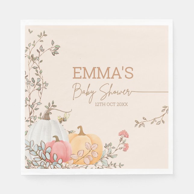 Serviette En Papier Baby shower d'automne du Petit Citrouille (Devant)