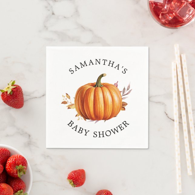 Serviette En Papier Baby shower d'automne floral moderne (En situation)