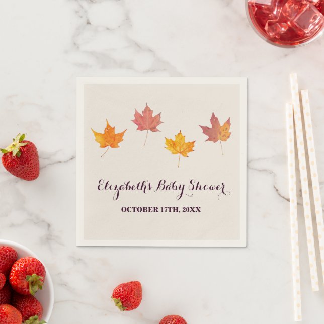 Serviette En Papier Baby shower d'automne Maple Feuille (En situation)