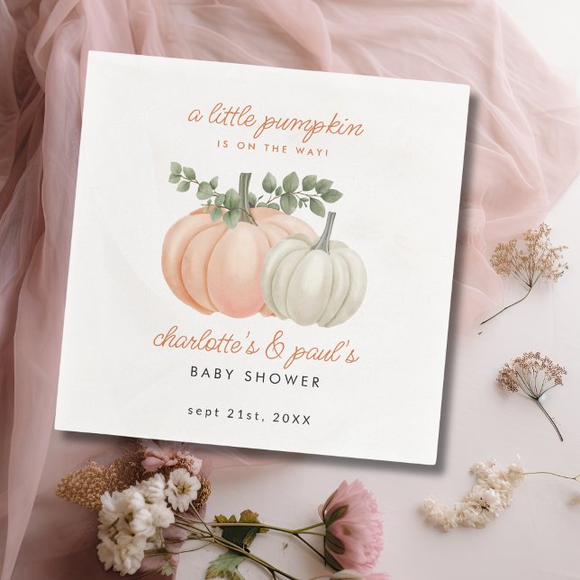 Serviette En Papier Baby shower d'automne neutre pour le petit Citroui (pumpkin baby shower napkin)