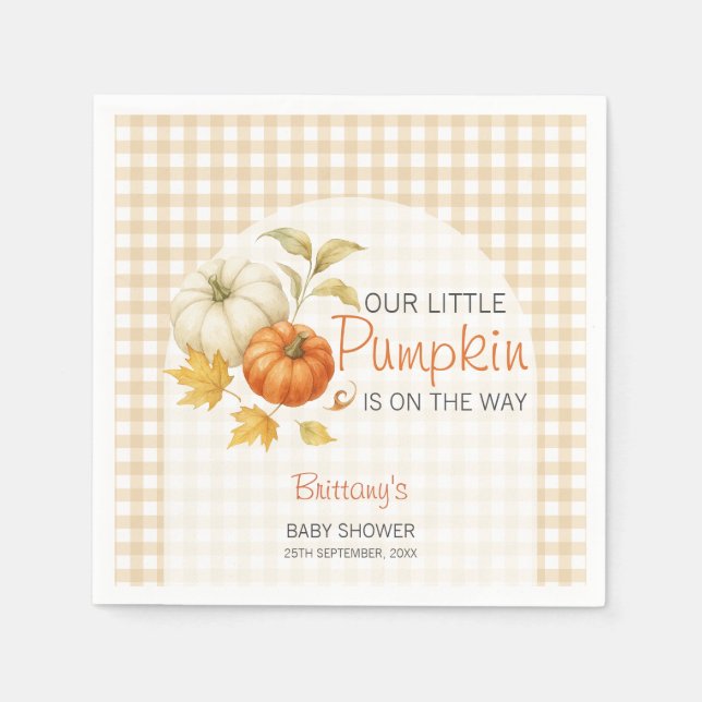 Serviette En Papier Baby shower d'automne petit Citrouille (Devant)
