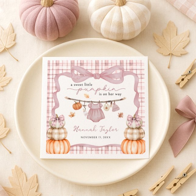 Serviette En Papier Baby shower d'automne pour petites filles Citrouil (Créateur téléchargé)