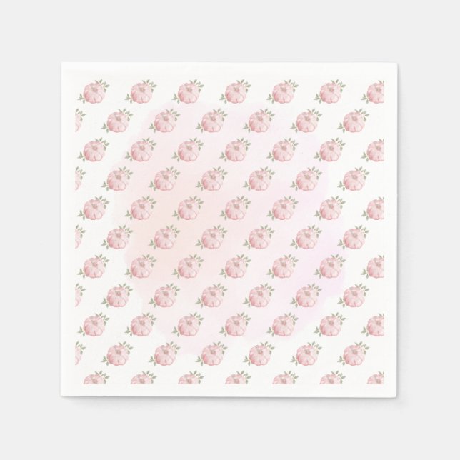 Serviette En Papier Baby shower d'automne rose petit Motif Citrouille (Devant)