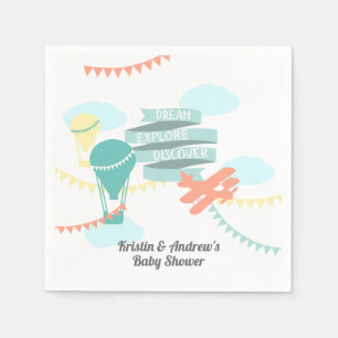 Serviette En Papier Baby shower d'aventure avion et ballon