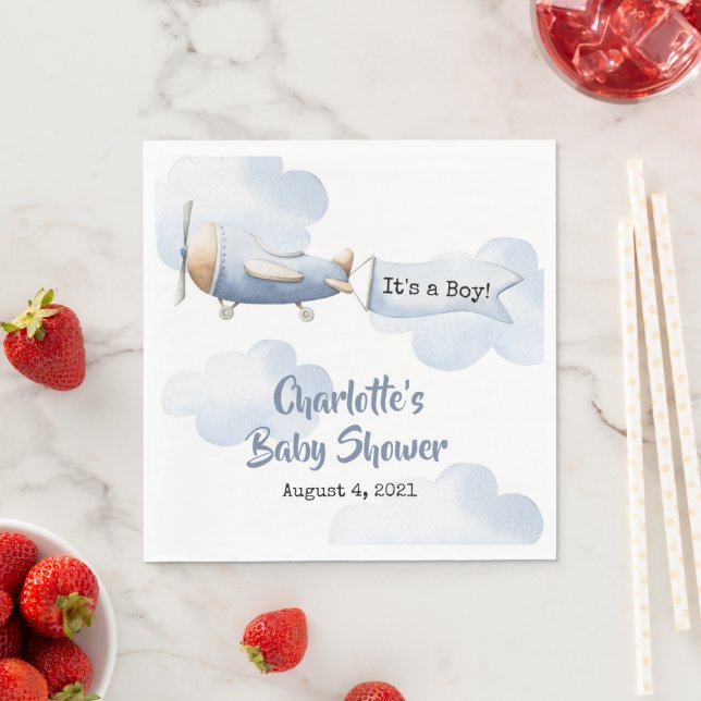 Serviette En Papier Baby shower d'avion Napkin (En situation)