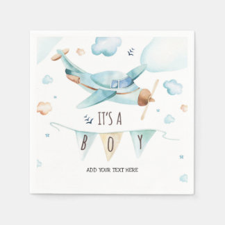 Serviette En Papier Baby shower d'avion serviettes - C'est un garçon
