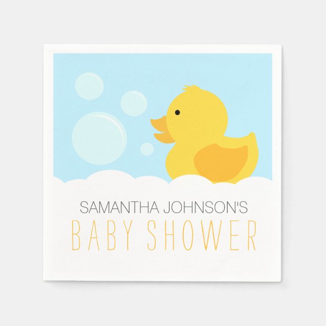 Serviette En Papier Baby shower de bain à bulle en caoutchouc jaune (Devant)