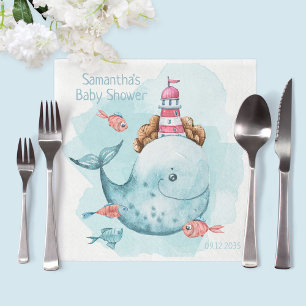Serviette En Papier Baby shower de baleines personnalisé