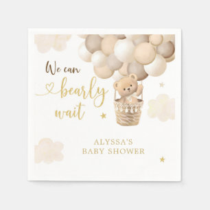 Serviette En Papier Baby shower de ballon à air chaud Gold Teddy Bear