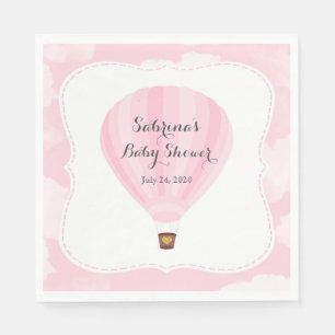 Serviette En Papier Baby shower de ballon à air chaud rose