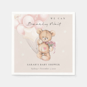 Serviette En Papier Baby shower de ballon d'ours d'attente blanc mou