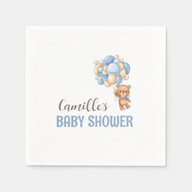Serviette En Papier Baby shower de ballon Teddy Bear (Devant)
