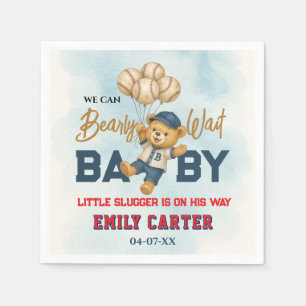 Serviette En Papier Baby shower de baseball bleu petit lugger