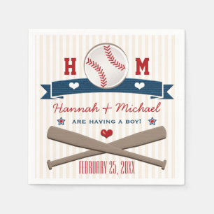 SERVIETTE EN PAPIER BABY SHOWER DE BASEBALL MONOGRAMMMÉ