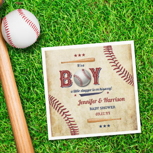 Serviette En Papier Baby shower de baseball Vintage garçons