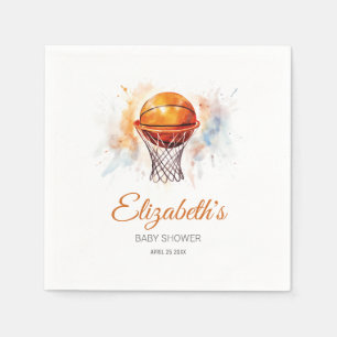 Serviette En Papier Baby shower de basket-ball aquarelle
