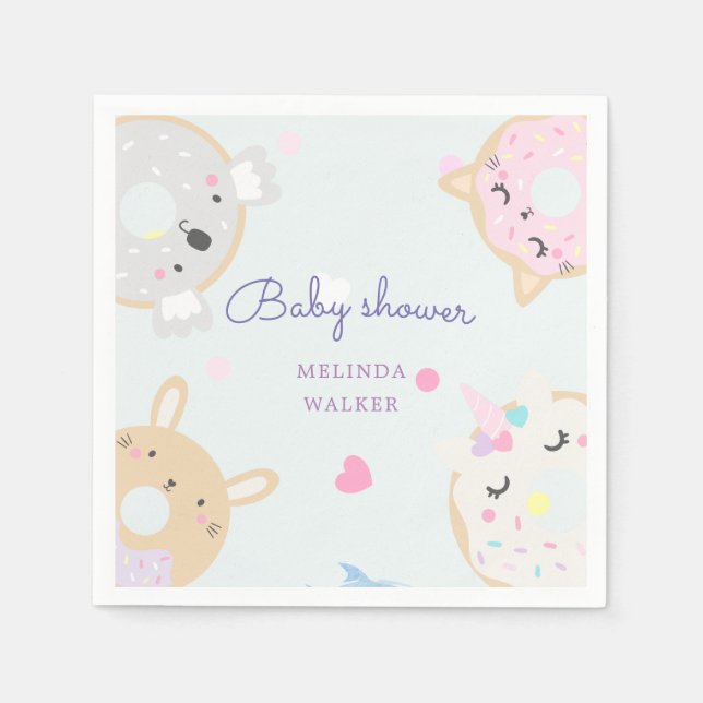 Serviette En Papier baby shower de beignets animaux mignons (Devant)