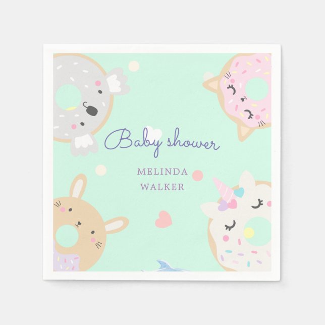 Serviette En Papier baby shower de beignets animaux mignons (Devant)