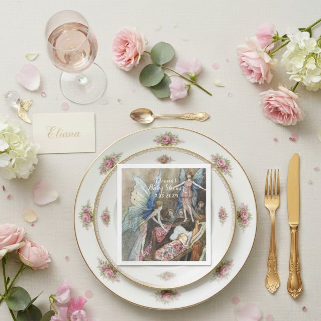 Serviette En Papier Baby shower de bénédictions pour bébés roses (Créateur téléchargé)