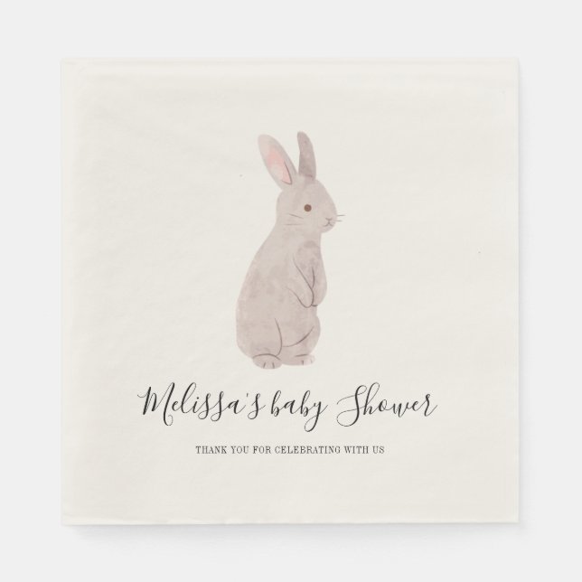 Serviette En Papier Baby shower de bois Chic Rabbit Personnalisé (Devant)