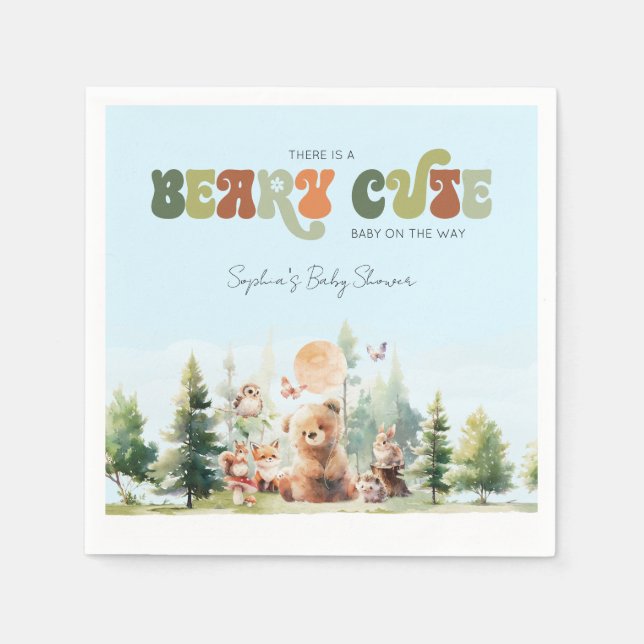 Serviette En Papier Baby shower de bois de Beary Cute (Devant)