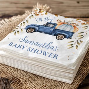 Serviette En Papier Baby shower de camion Citrouille bleu