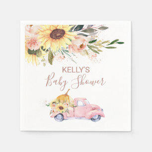 Serviette En Papier Baby shower de camion Citrouille de tournesol