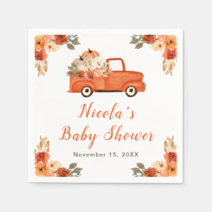 Serviette En Papier Baby shower de camion Citrouille Floral