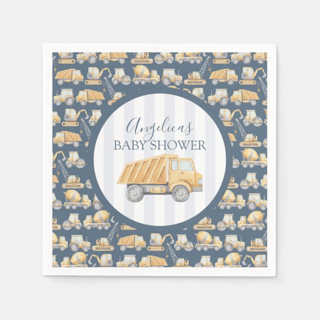 Serviette En Papier Baby shower de camion de construction (Devant)