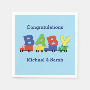 Serviette En Papier Baby shower de camion de construction