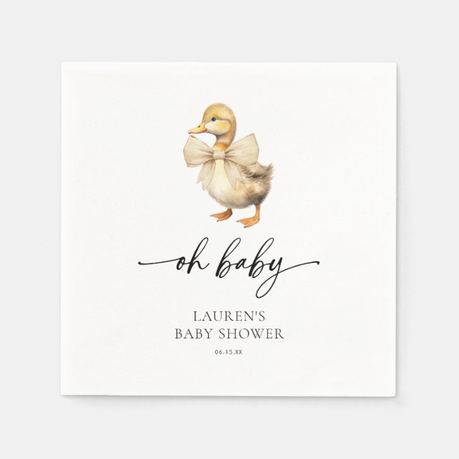 Serviette En Papier Baby shower de canard rustique mignon (Devant)