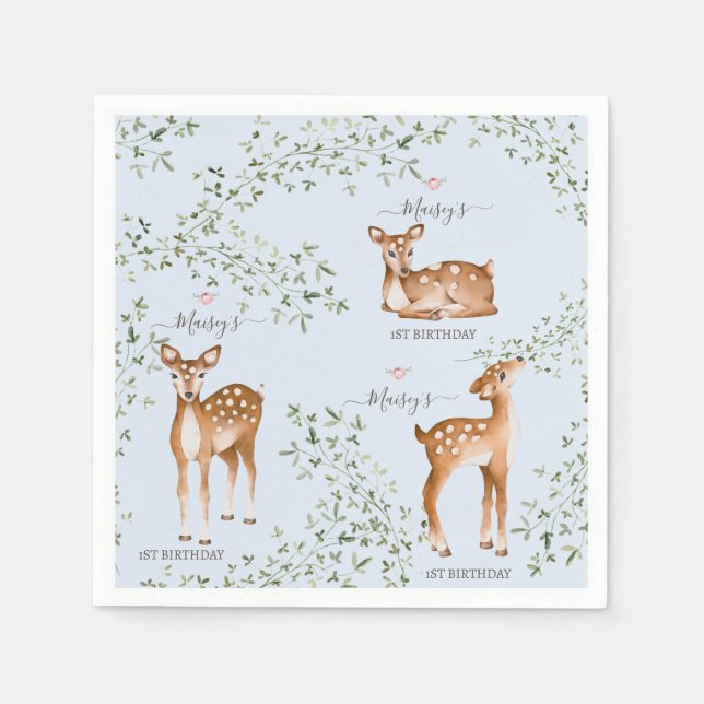Serviette En Papier Baby shower de cerfs de bois (Devant)
