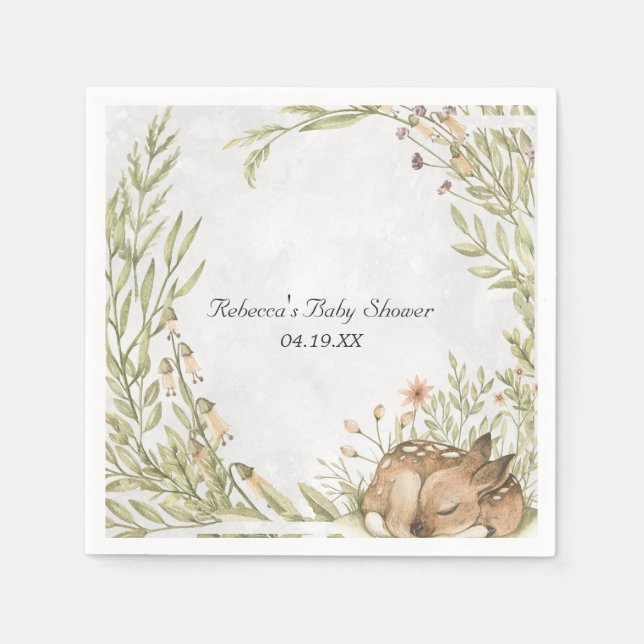 Serviette En Papier Baby shower de cerfs de bois personnalisé (Devant)