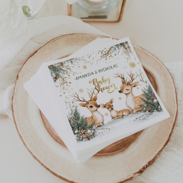 Serviette En Papier Baby shower de cerfs d'hiver (Créateur téléchargé)