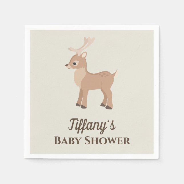 Serviette En Papier Baby shower de cerfs mignons (Devant)