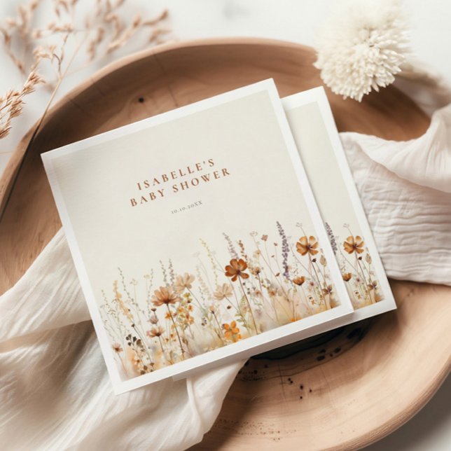Serviette En Papier Baby shower de champ Fleur sauvage d'automne (Créateur téléchargé)