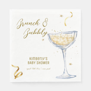 Serviette En Papier Baby shower de champagne Bubbly Gold Elegant Brunc
