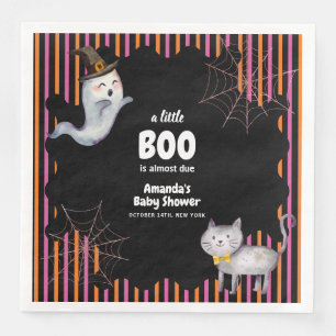 Serviette En Papier Baby shower de chat de fantôme Little Boo moderne