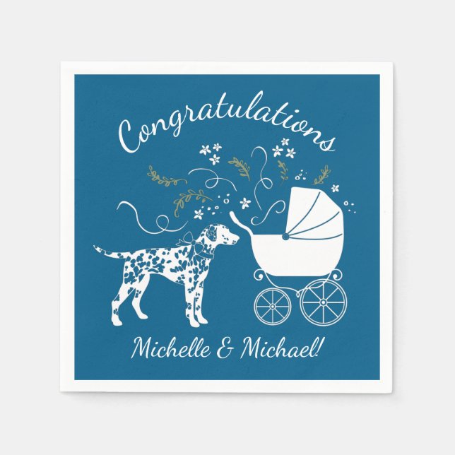 Serviette En Papier Baby shower de Chien Dalmatien Chien Chien Chien C (Devant)