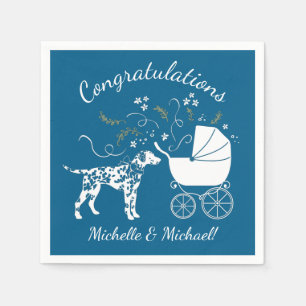 Serviette En Papier Baby shower de Chien de Dalmatie, chienne rose